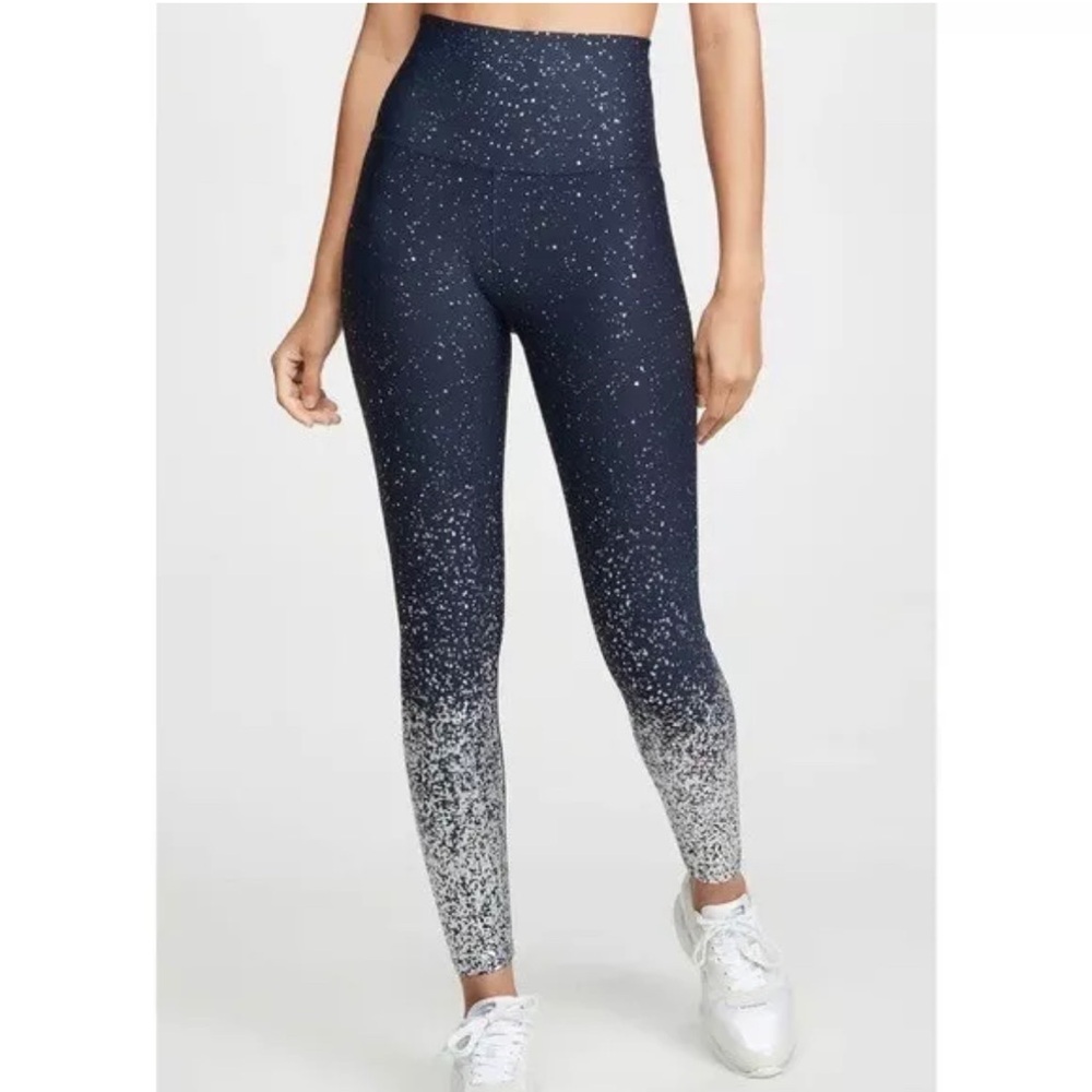 Beyond Yoga High Waisted Alloy Ombre Midi Leggings Navy/Silver Speckle